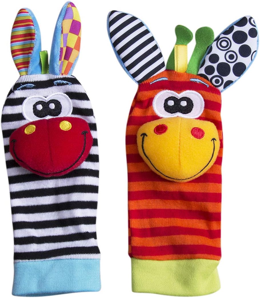 Baby Ankle Socks, Cute Cartoon Animal Socks Infant Crew Socks Wrist Rattles Multicolor Toy Gift for Newborn Boy Girls