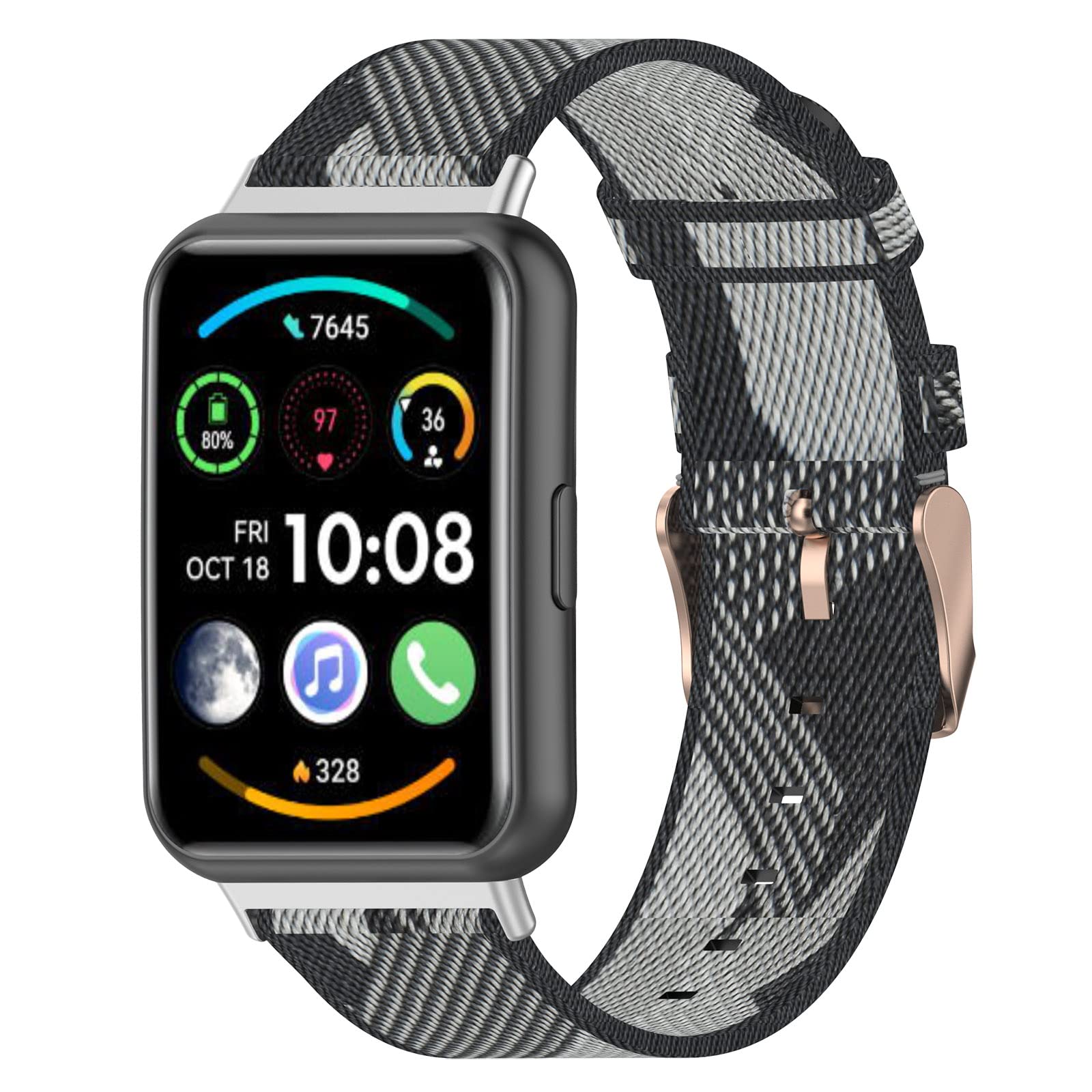 Chofit Straps Compatible with Huawei Watch Fit 2 Strap, Lightweight Replacement Nylon Fabric Woven Bands Wristband Arm Band Accessories for Huawei Watch Fit 2 Smart Watch (Light Gray)