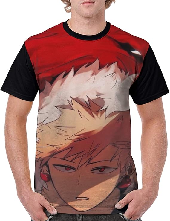 JGHFSF Katsuki Bakugou Man's T-Shirt Men's Casual Crew Neck Short