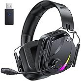 Vakedy Wireless Gaming Headset for PS5, PS4, PC, 2.4GHz Low-Latency & Bluetooth 5.4 Gaming Headphone with Noise Canceling Mic, 50mm Drivers, 50H Battery Wireless Headset for Switch, Mobile, Mac