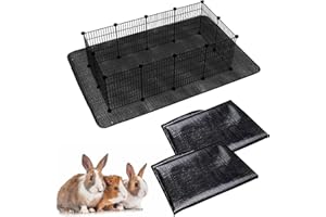 Oncpcare Waterproof Pet Playpen Mat for Rabbits 2-Pack 59×39 in — Protects Floors from Spills and Urine, Easy-Clean Cage Liner for Bunnies and Guinea Pigs (Black)