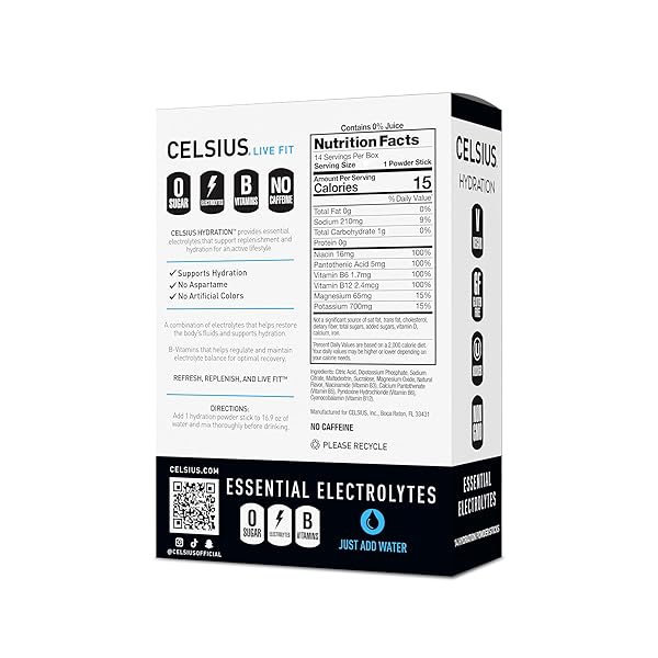 CELSIUS HYDRATION™ ARCTIC CHERRY, SUGAR FREE ELECTROLYTE HYDRATION DRINK MIX (PACK OF 14)