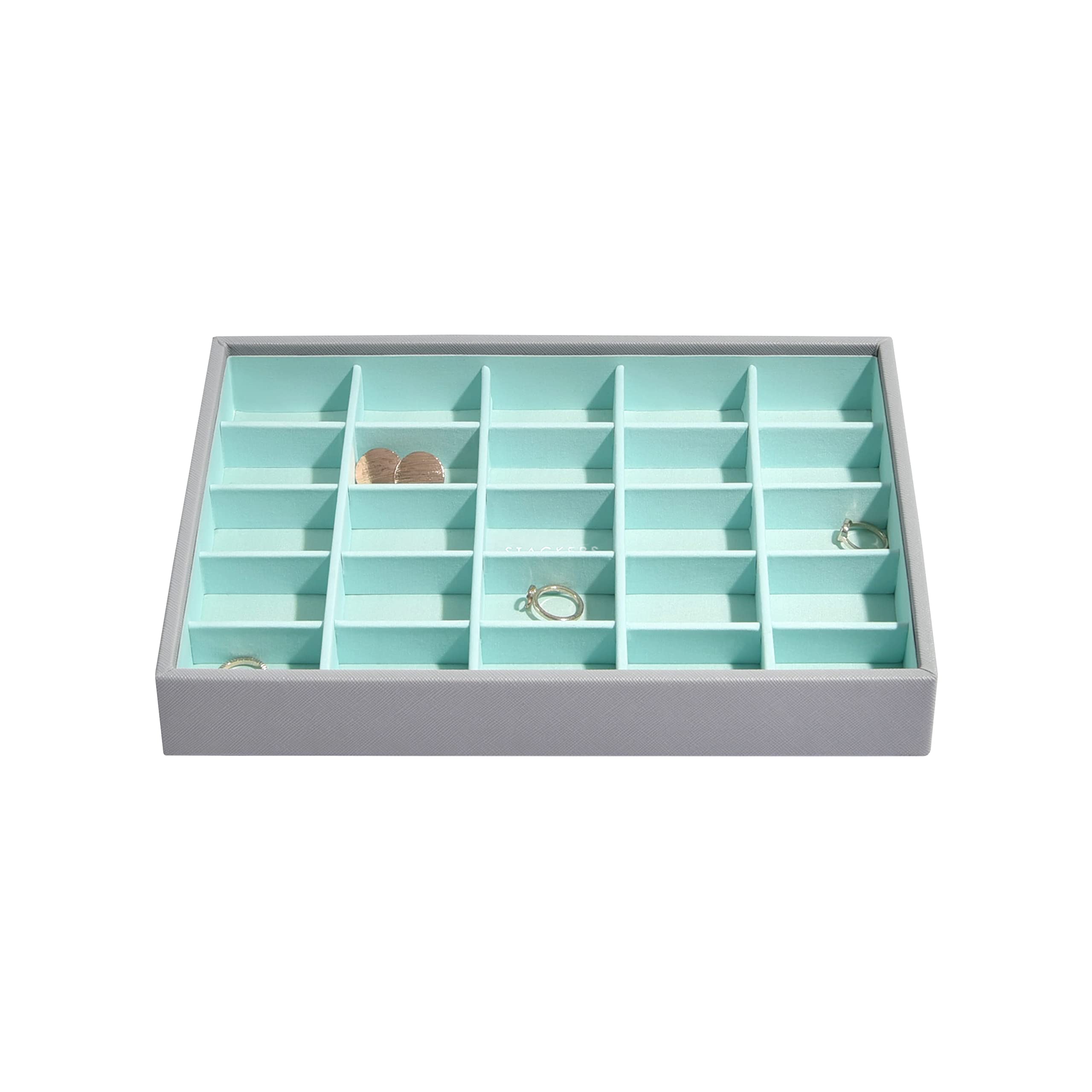 Stackers Dove Grey & Mint Classic Medium Jewellery Box Trinkets Layer โ image 1