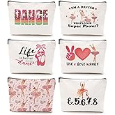6Pcs Dance Cosmetic Bags Gifts for Dancers Dancer Makeup Bag Dancer Gifts Dance Stuff Recitals Dance Team Gifts Ballet Dancer Gifts for Girls Women Dance Lover Teacher Daughter Birthday Graduation