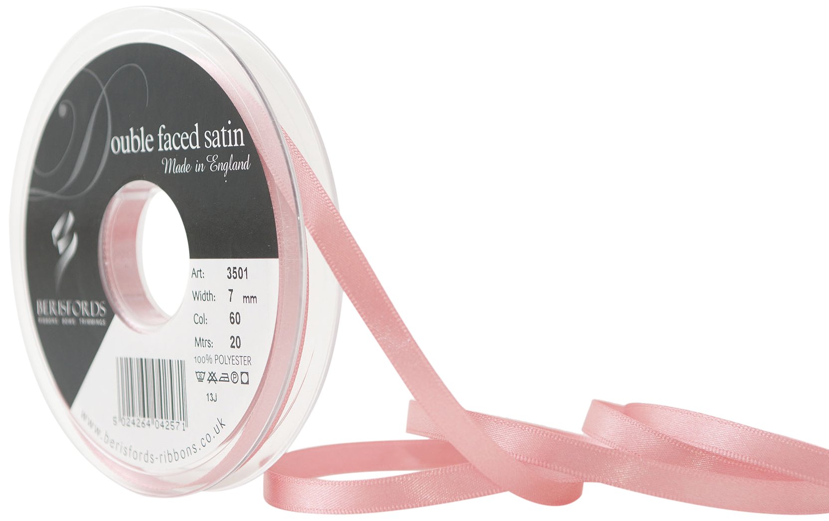 Berisfords Ribbon, Dusky Pink, 7 mm