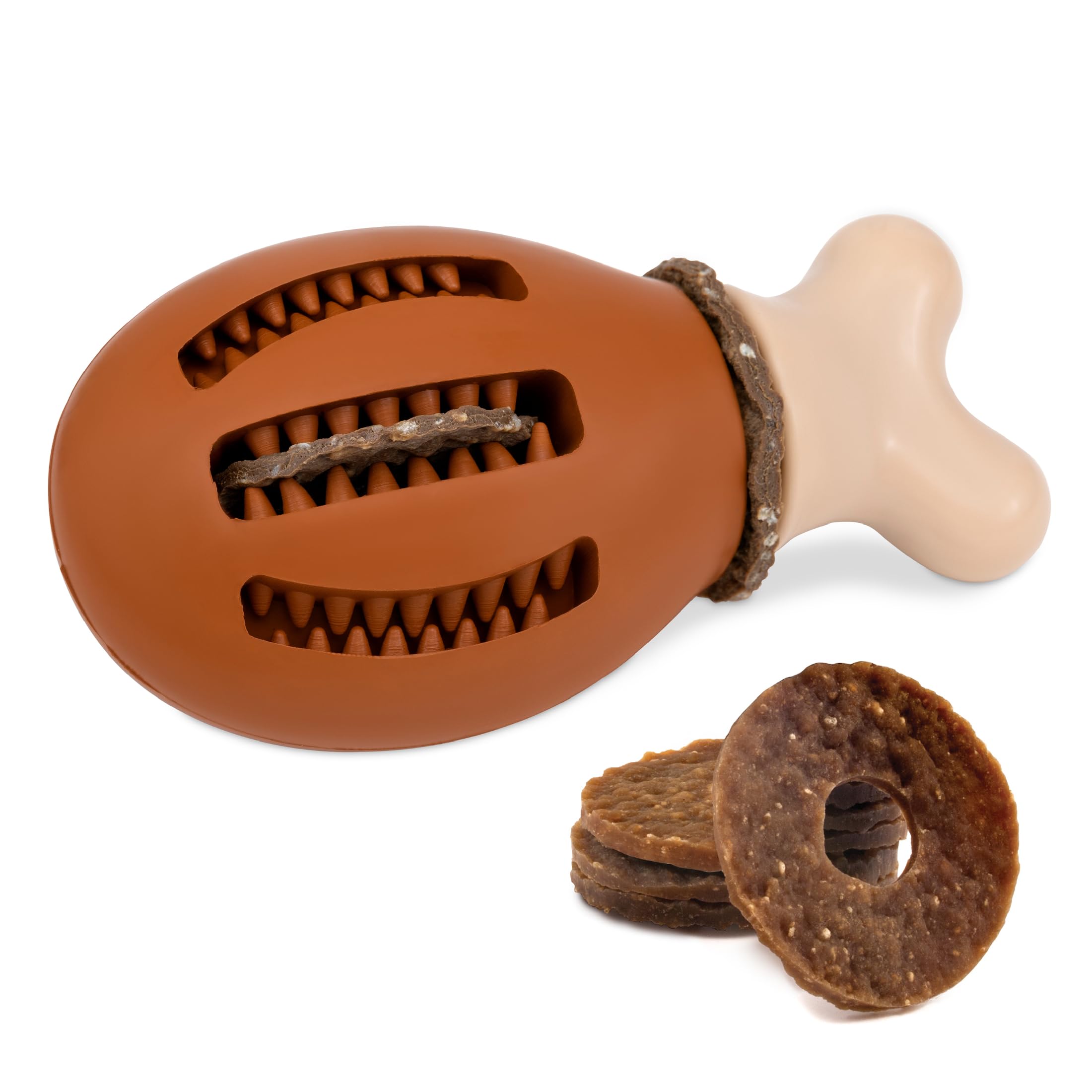 PetSafe Treat Ring Holding Chew Toy, Chicken - BPA-free Rubber - Chicken Scented - Interactive Pet Puzzle for Boredom or Separation Anxiety - Small to Large Dogs