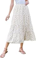 Allegra K Summer Floral Maxi Skirt for Women Boho Elastic High Waist Flowy A Line Weekend Skirts with Side Slit Trendy 2026