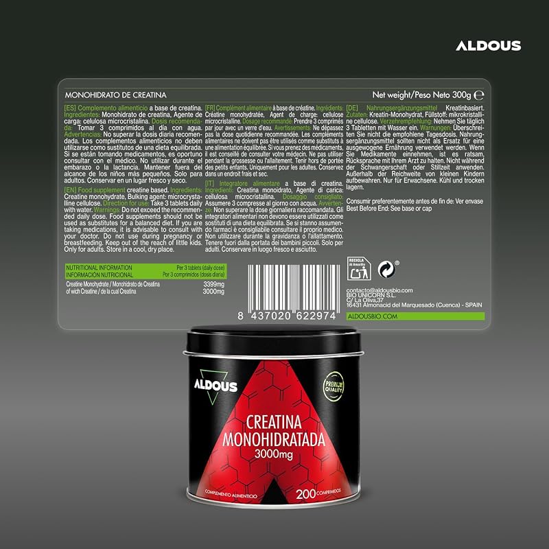 Creatina Monohidratada 3000 mg - 200 comprimidos - Creatina monohidrato