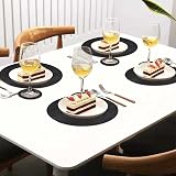 Famibay Round Placemats and Coasters Set of 4 Black 34cm 10cm view 2
