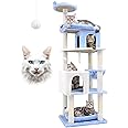 Globlazer S72 Heavy Duty Ocean Blue Cat Tree for Large Cats, Sturdy 72in Maine Coon Cat Tree for Large Cats 20 lbs+, Cool Heavy Duty Cat Tower for Adult Biggest Cats with 6 Scratching Posts, Hammock