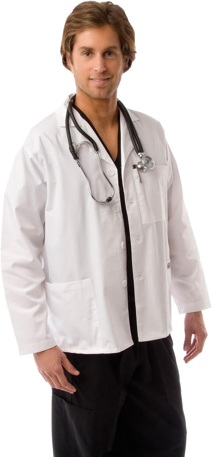Dress A MedMen's Short Lab Coat Medical Uniform with 4-Pockets Plus 2 Pen Slots