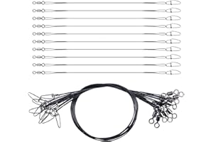 UNYLE Fishing Wire Leaders Stainless Steel Anti-bite High Strength Fishing Line Leaders with Swivels and Snaps for Saltwater Freshwater