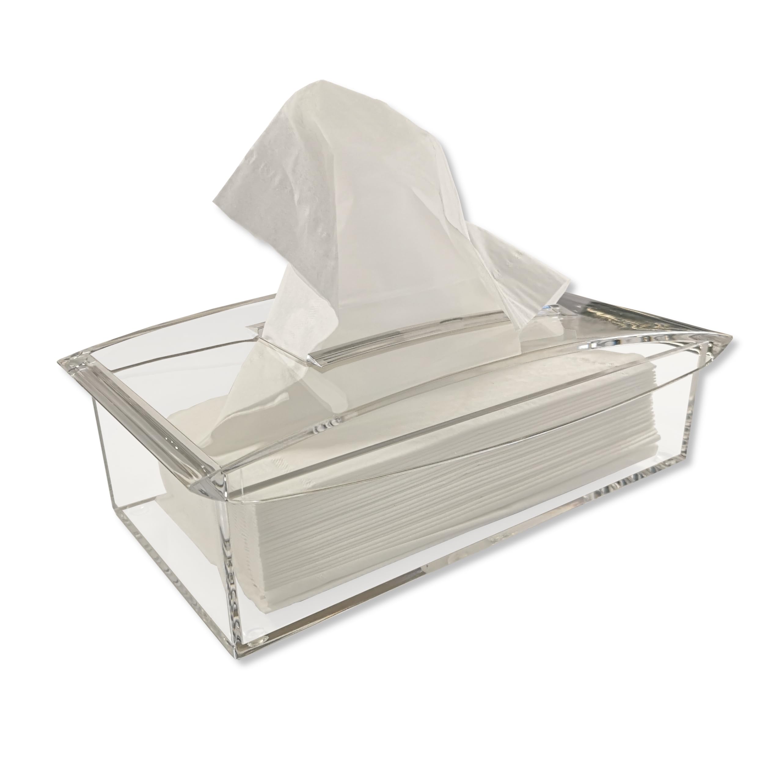 OSCO Clear Acrylic Rectangular Tissue Box, Transparent Tissue Holder, Napkin Dispenser for Home Office Bathroom, Modern Acrylic Tissue Cover, Fits Standard Tissue Boxes, Single