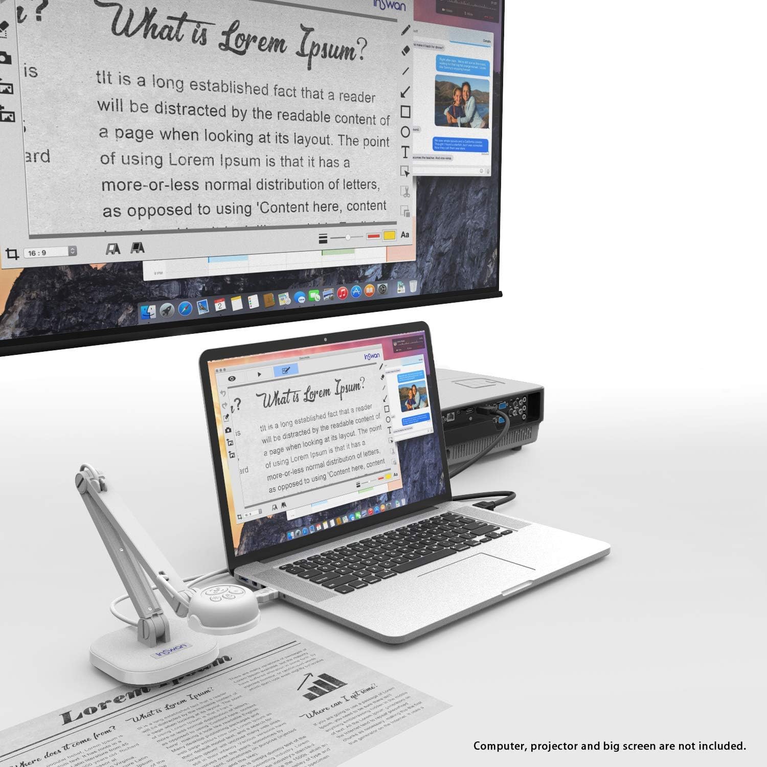 INSWAN INS-1 Tiny 8MP USB Document Camera with Auto-Focus and LED Supplemental Light, Excellent for Distance Education and Web Conferencing: Electronics