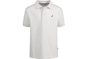Nautica Boys' Short Sleeve Anchor Polo, Button Closure, Soft & Comfortable, Pique Fabric