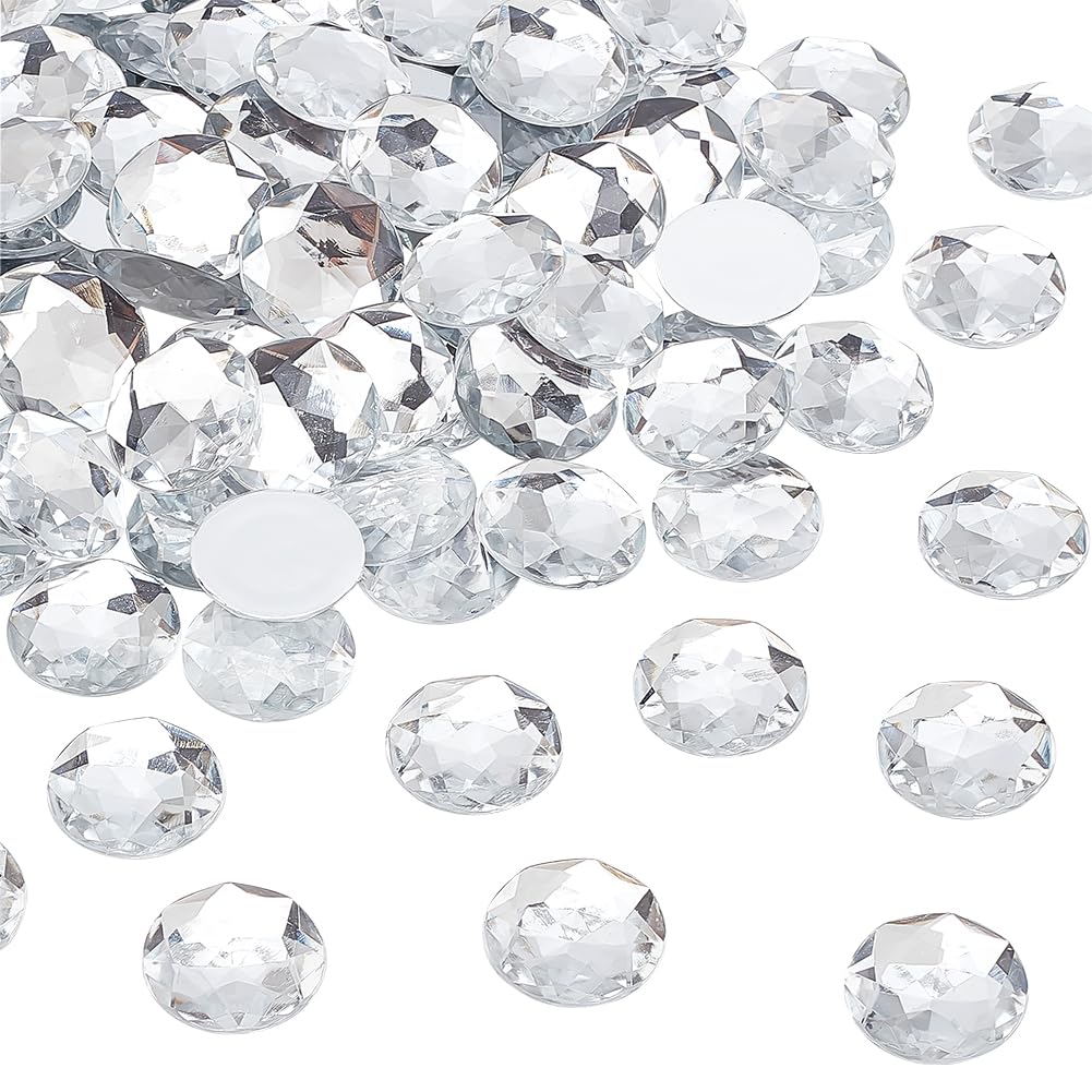 PH PandaHall 25mm Crystal Rhinestones 200PCS Half Round Cabochons Transparent Acrylic Gemstones Glitter Gems Large Diamonds for DIY Jewellery Making Wedding Art Crafts Decorations Clothes Shoes