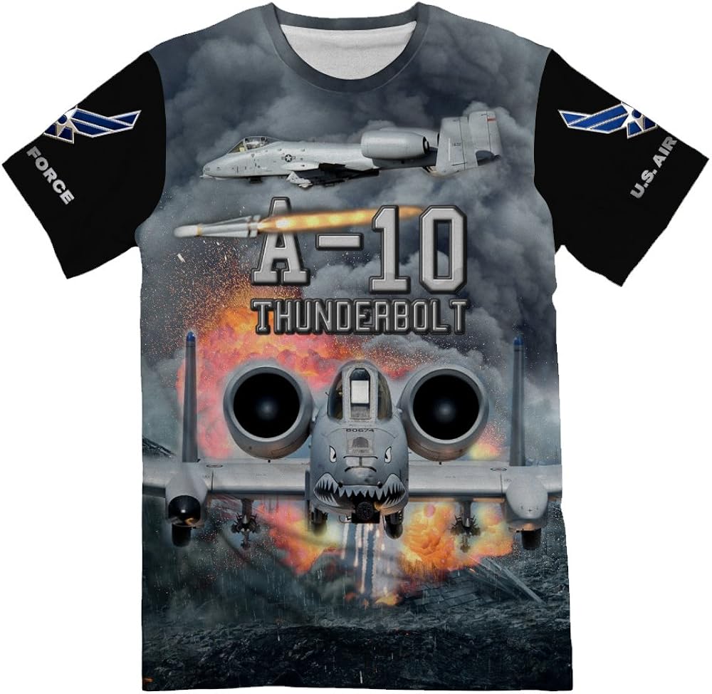 NIWAHO USAF A-10 Warthog T-Shirt Men - 3D All Over Printed: Amazon.ca