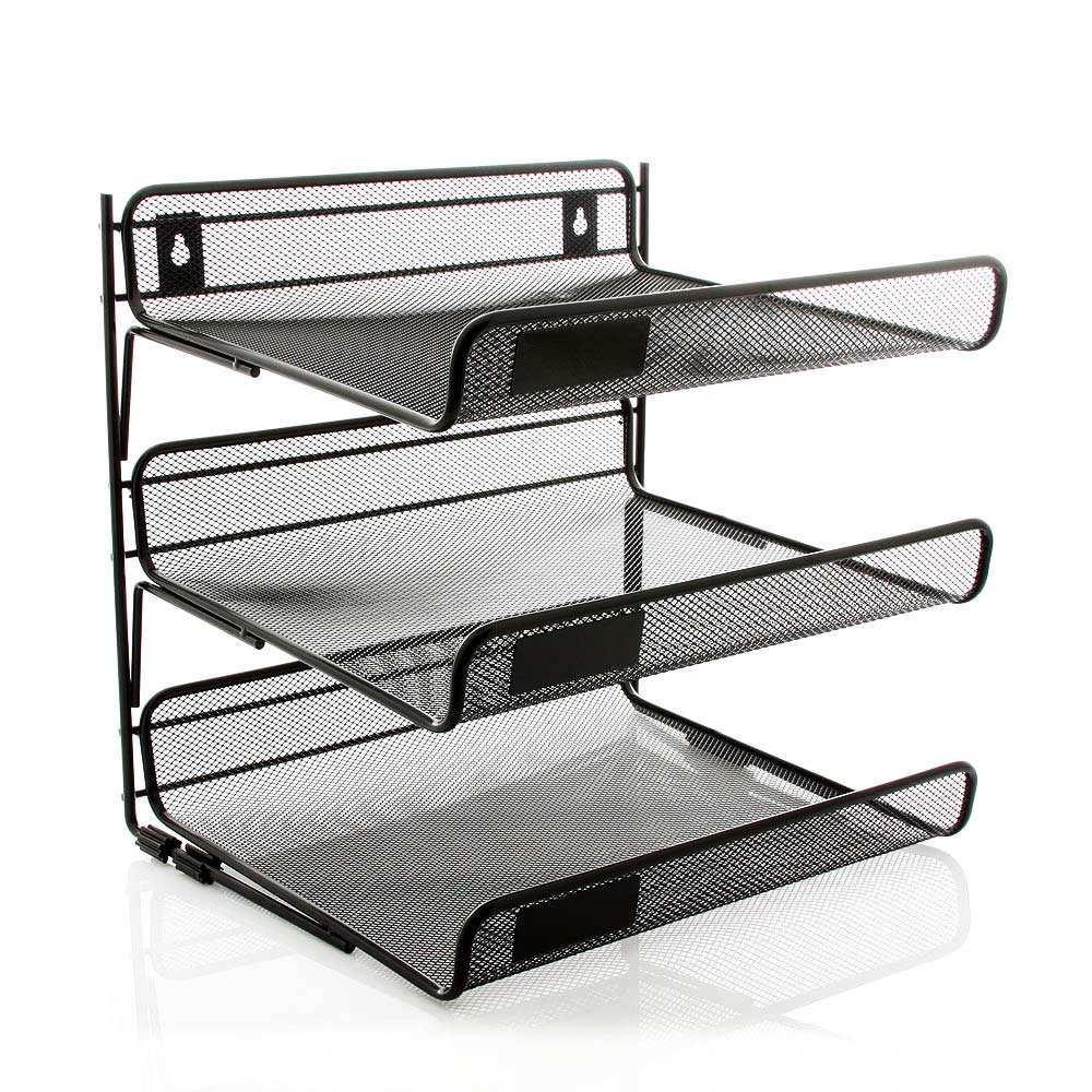 Staples Black Wire Mesh 3Tier Desk Shelf Modular