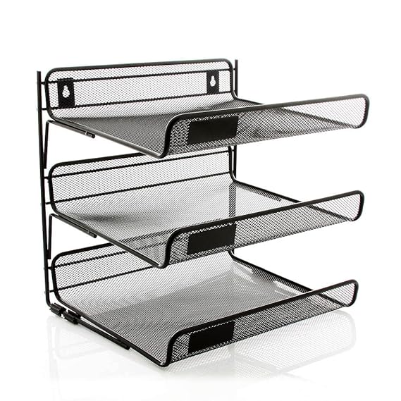 Staples Black Wire Mesh 3Tier Desk Shelf Modular