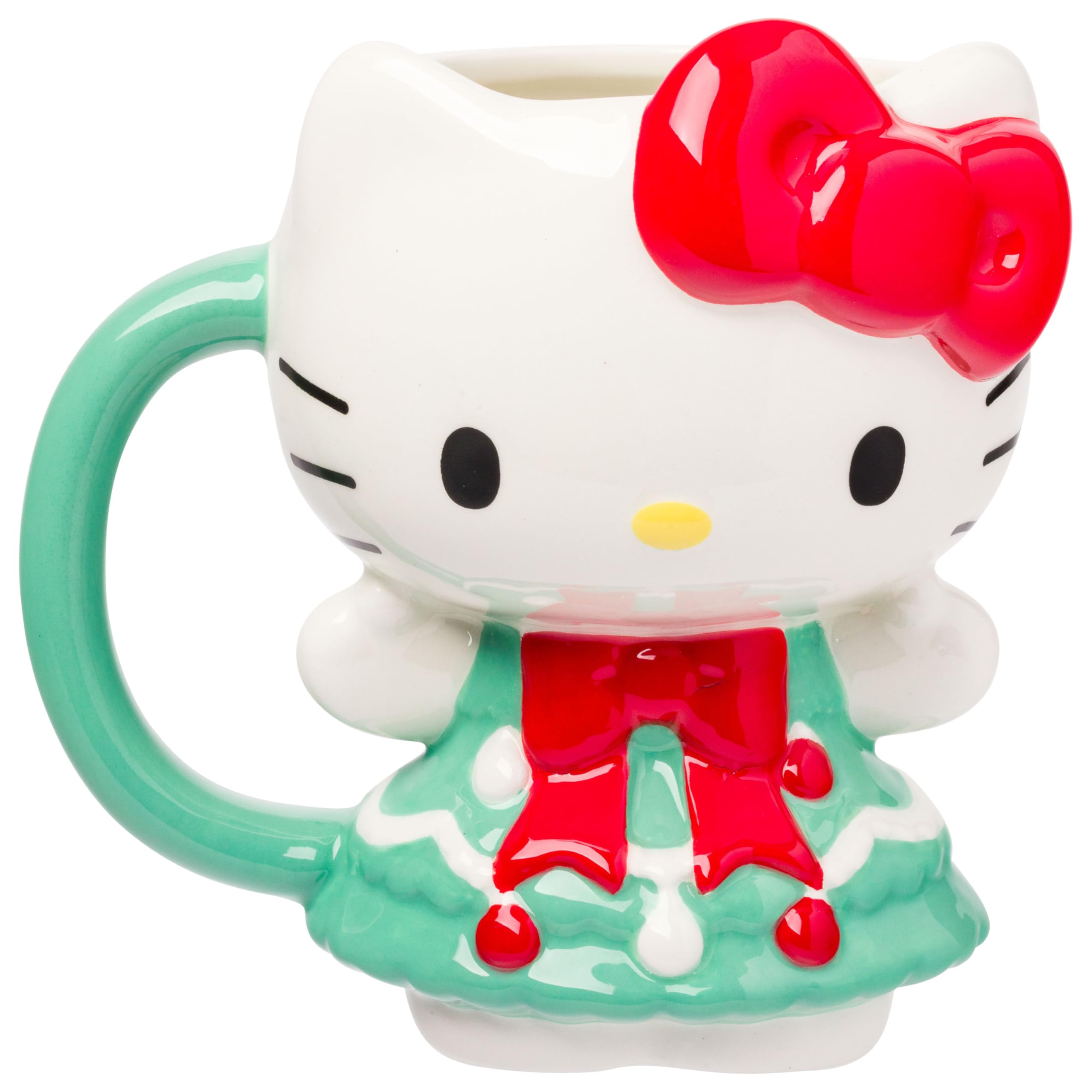 Photo 1 of Silver Buffalo Sanrio Hello Kitty Holiday Christmas Tree Dress 3D Sculpted Ceramic Mug, 20 Ounces