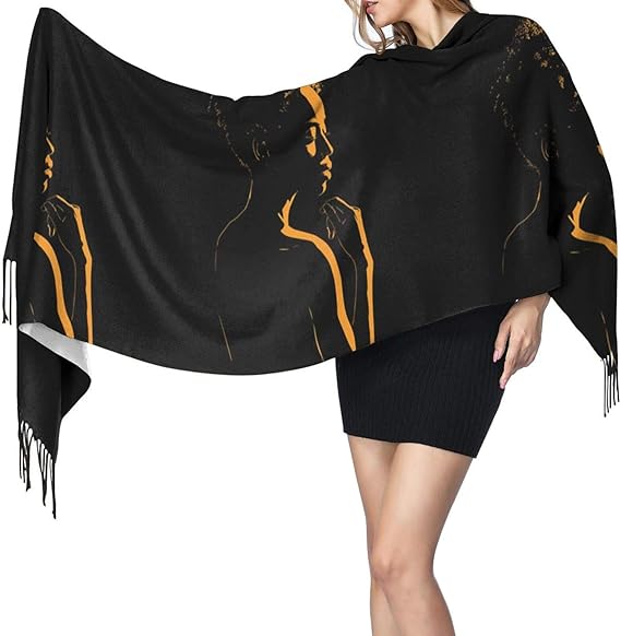 Amazon Co Jp 黒人アフリカ女性の肖像画のシルエット マフラー ストール カップル ロング ショールメンズ レディース 春 秋 冬 通勤用 柔らかく快適 保温する 旅行 防寒 防風 厚手 大判 服 ファッション小物
