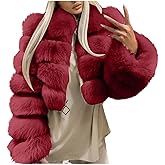 SACFOF Womens Faux Fur Coat Trendy Zip Up Cropped Coats Long Sleeve Fleece Warm Short Fluffy Teddy Winter Outerwear