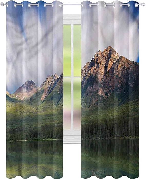 YUAZHOQI Window Curtain Drape Mountain Green Mountainside Forest Blackout Curtains for Kids