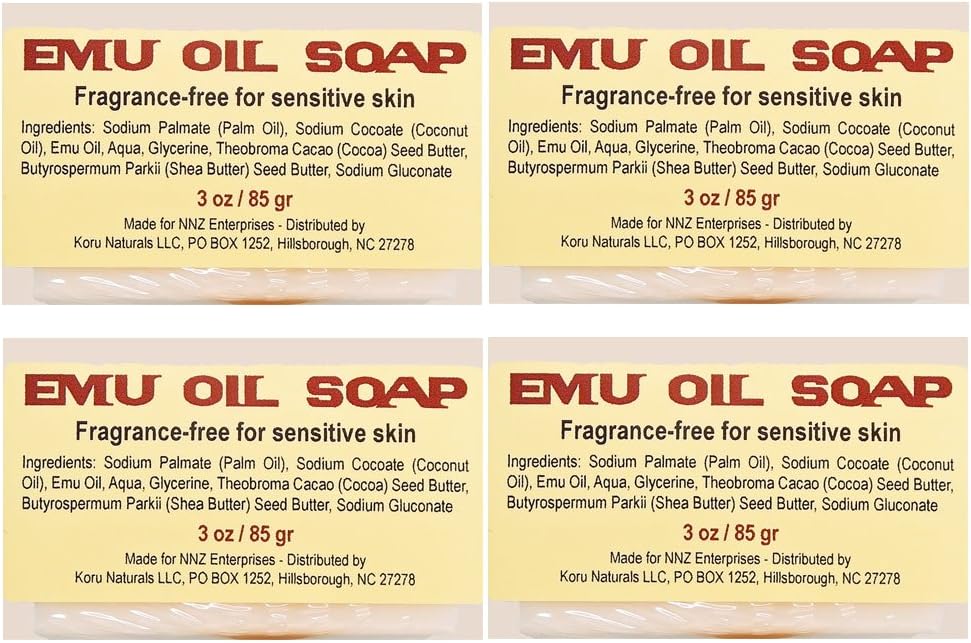 Emu Oil Soap Natural for Sensitive Skin (Set of 4 Bars)