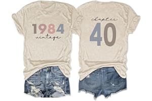 ENVIARBRILLO Vintage 1984 Chapter 40 T-Shirt for Women 40th Birthday Shirt Short Sleeve Retro Shirt Mom Birthday Shirt Tops