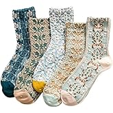 SENCODA Lavish Lavender Argyle Socks: Elegant Vintage Floral Frill & Jeweled Cotton Detail for Spring & Autumn Style