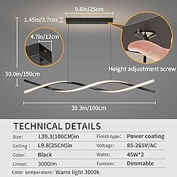 Matven Modern Ceiling Pendant Light, Dimmable LED