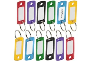 Lucky Line Flexible Colored Plastic Key Tag with 3/4" Split Ring, in Assorted Colors, 12 Pack (16929)