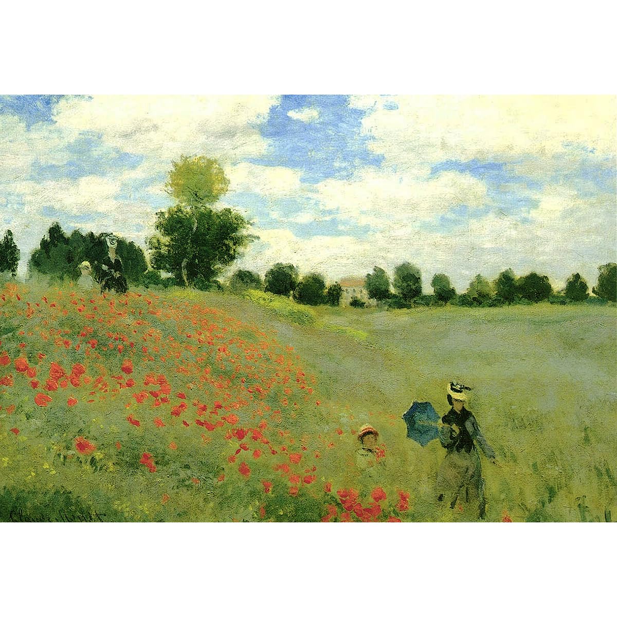 MISITU Mini Jigsaw Puzzle 1000 Pieces for Adults, Painting " Poppies" by Claude Monet, Micro Puzzles for Children over 14 Years