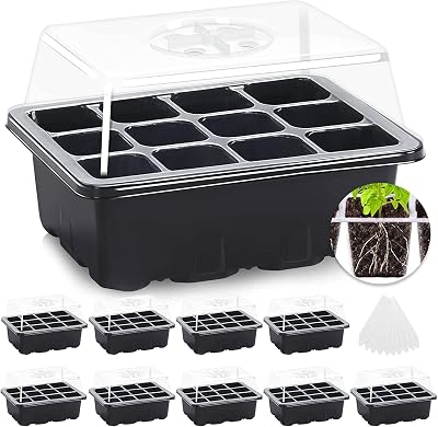 MIXC Seed Trays 10 Pack 120 Cells with Lids Humidity Dome 1.5” Cells