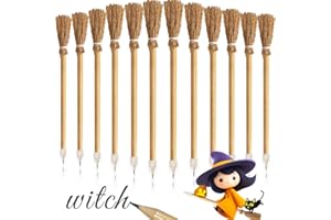 Blvochnnt 12 Pcs Witch Broom Pencils,Broom Pen Wizard Themed Party Supplies Goody Bag Filler Favors for Kids School Rewards,Halloween