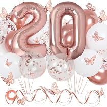 Happy 20th Birthday Banner 150x90 Cm – Mit Glitzer & Rosa Design Für Geburtstagsfeiern, Hintergrund-Deko