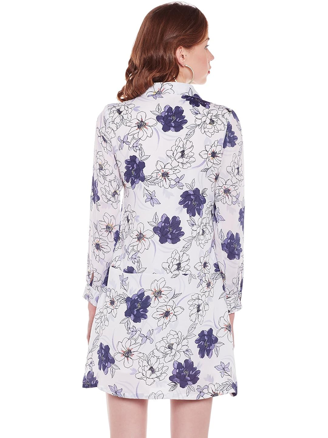 i know white blossom floral shirt dress