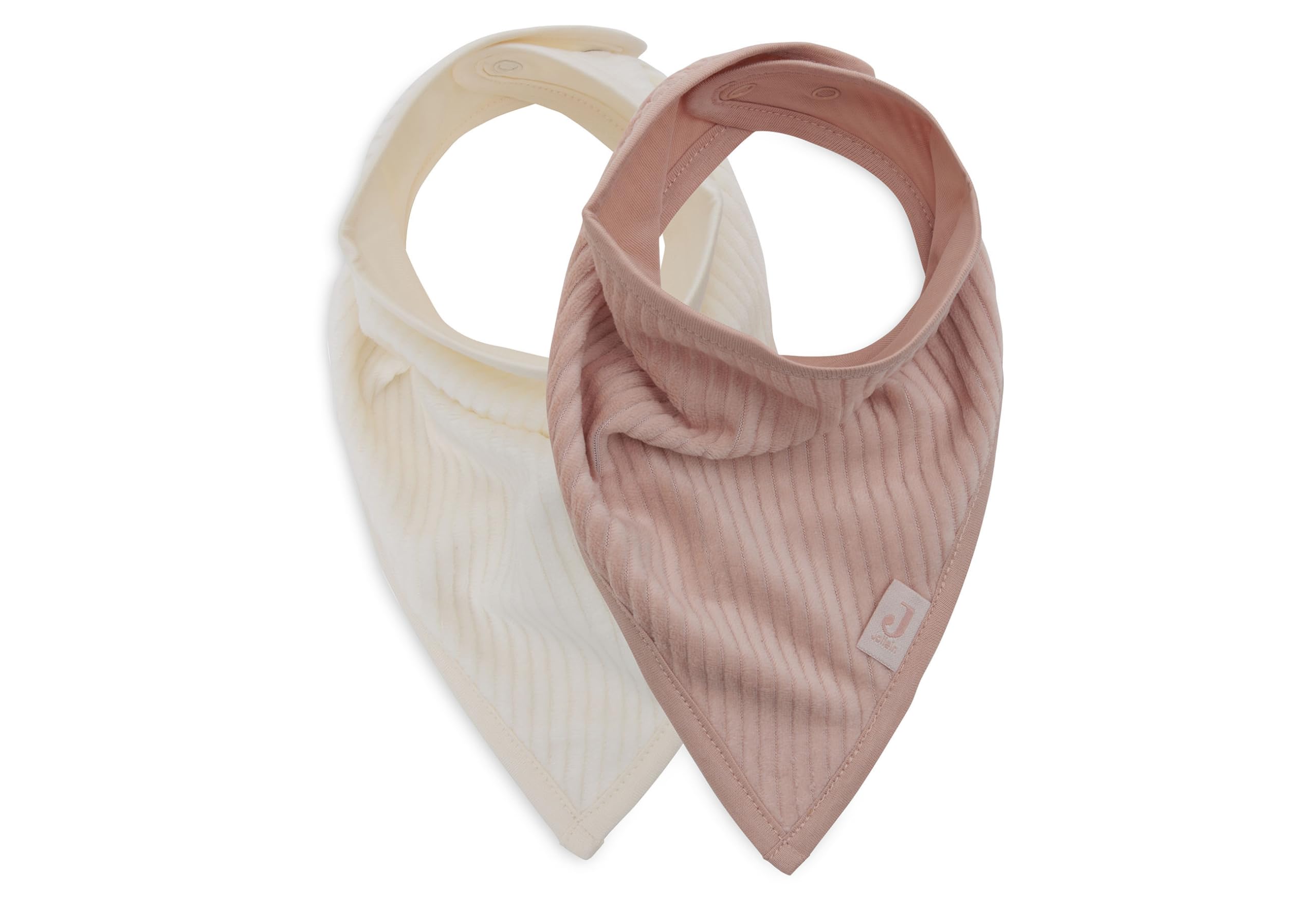 Jollein Drool Bib Baby - Bandana - Velvet Rib, Wild Rose/Ivory - Pack of 2 - Cotton, Polyester - with Velcro Fastening - Baby Bib