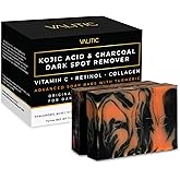 VALITIC Charcoal Kojic Acid Turmeric Black Soap Bar Dark Spot Remover for Body or Face Wash - 2 Pack