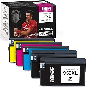LemeroUexpect Remanufactured Ink Cartridge Replacement for HP 952 XL 952XL for Officejet Pro 8710 7720 7740 8720 8740 8730 7730 8216 8745 8719 Printer (2 Black, 1 Cyan, 1 Magenta, 1 Yellow, 5-Pack)