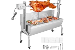 ATATOD Rotisserie Grill With Wind Screen, Stainless Steel Charcoal Spit, Electric Pig Rotisserie Machine, 176LBS/80KG BBQ Grill for Pig Roasting, Camping & Backyard Use