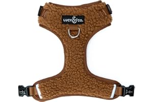 Lucy & Co. Cute No-Pull Cinnamon Teddy Harness - Stop Pulling & Walk Easy - Harness Available in XS-XL for Small, Medium, and Large Dogs - Teddy Brown (Medium)