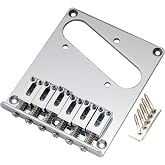 Musiclily Pro BT005 54mm Modern Guitar Bridge Zinc Alloy 6-Saddle Chrome | Steel Plate, for Squier &amp; Imported Tele Style Electric Guitar