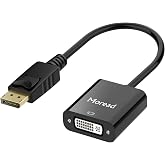 Moread DisplayPort to DVI Adapter, Male to Female, Black | One-way from Display Port (DP) source (computer, desktop, laptop) to DVI display (monitor, projector, TV)