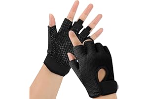 JUSDIQIR Workout Gloves, Black Gloves for Men Women, Breathable Half-Finger Fitness Exercise Gloves, Anti-Callus Glove
