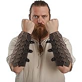 House of Warfare Medieval Bracers 100% Genuine Leather Arm Armor - Authentic Arm Protection for LARP, Fantasy, Halloween