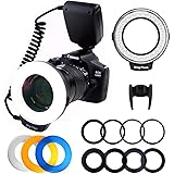 PLOTURE Flash Light with LCD Display Adapter Rings and Flash Diff-Users Works with Canon Nikon and Other DSLR Cameras