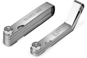 SLNIHAMS 2PS Stainless Steel Feeler Gauge Set, 32 Blades Feeler Gauge & 16 Blades Offset Thickness Gauge with Standard SAE/Metric Angled & Straight Gap Tools for Valves, Spark Plugs | Laser-Etched