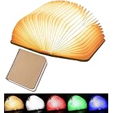 Tiuredx Wooden Book Light, Upgraded 5 Colors Creative LED Book Night Light USB Rechargeable Magnetic Folding Mood Light for H