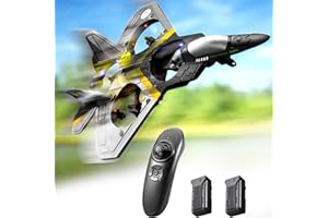 AKARGOL 4CH Rc Plane - Remote Control Plane for Kids and Adults - RC Fighter Jet 4 Channel, Extra 2 Rechargeable Battery LED Airplane Fighter, Low Battery Alarm, Easy to Fly Drone Gift for Boys